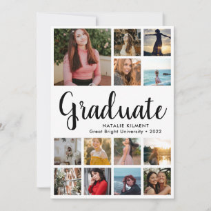 Script Modern Graduate 14 Photo Collage Graduation Announcement