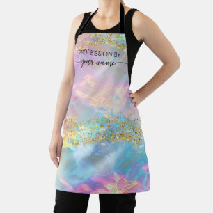 Script Modern Iridescent opal stone Apron