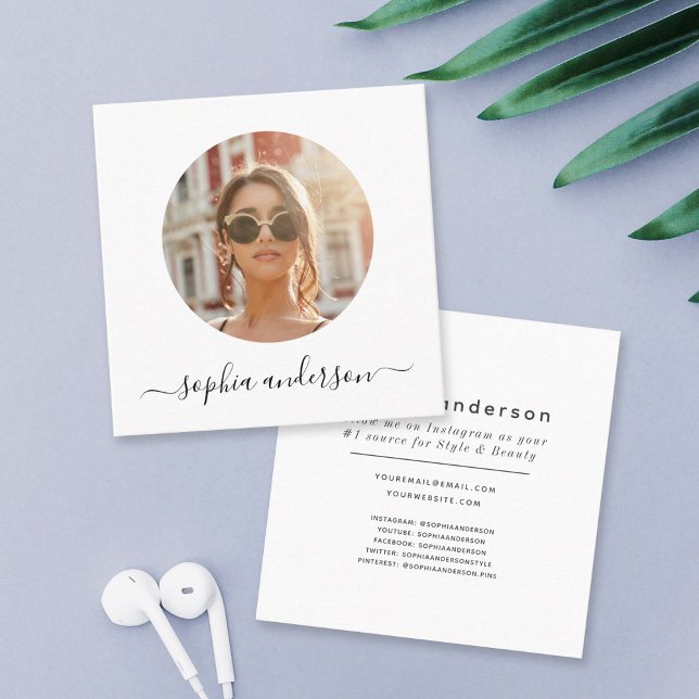 Script Modern Minimal Simple Photo Social Media Calling Card (Creator Uploaded)
