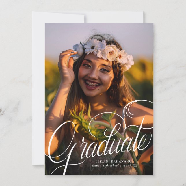 Script Modern Photo Graduation Party  Invitation (Front)