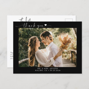  Script  Modern Photo Wedding Thank You Postcard