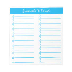 Script Modern Sky Blue Two Column Checklist Notepad