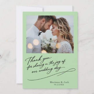 Script Modern Wedding 2 Photos Thank You Card