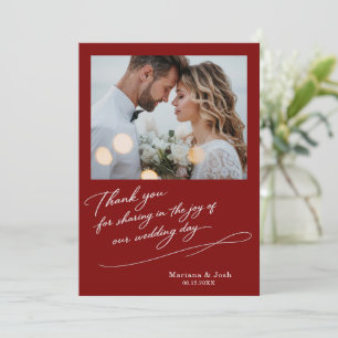 Script Modern Wedding 2 Photos Thank You Card