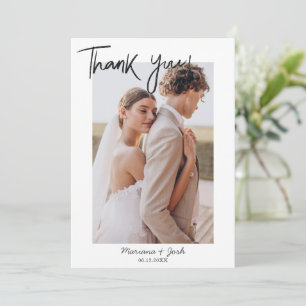 Script Modern Wedding 2 Photos Thank You Card