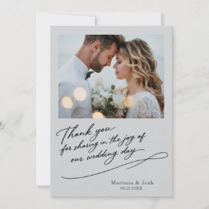 Script Modern Wedding 2 Photos Thank You Card