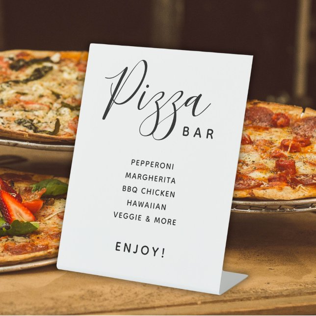 Script Modern Wedding Pizza Bar Pedestal Sign (Script Modern Wedding Pizza Bar Pedestal Sign
)