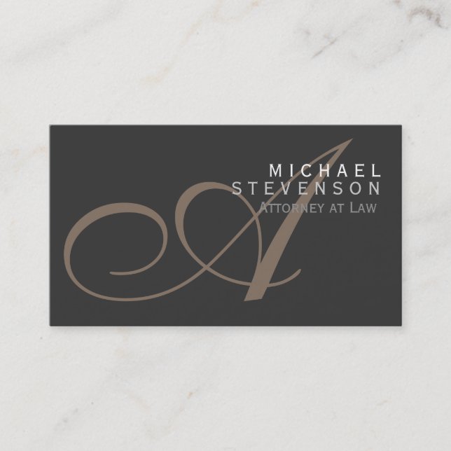 Script Monogram Attorney at Law Business Card (Front)