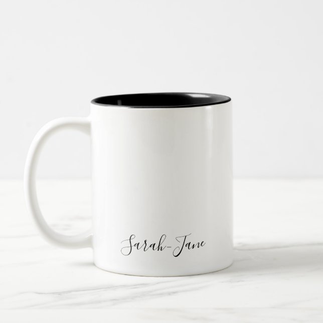 Script monogram Black and White Two-Tone Coffee Mug (Left)