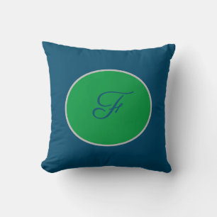 Script Monogram Blue and Green Cushion