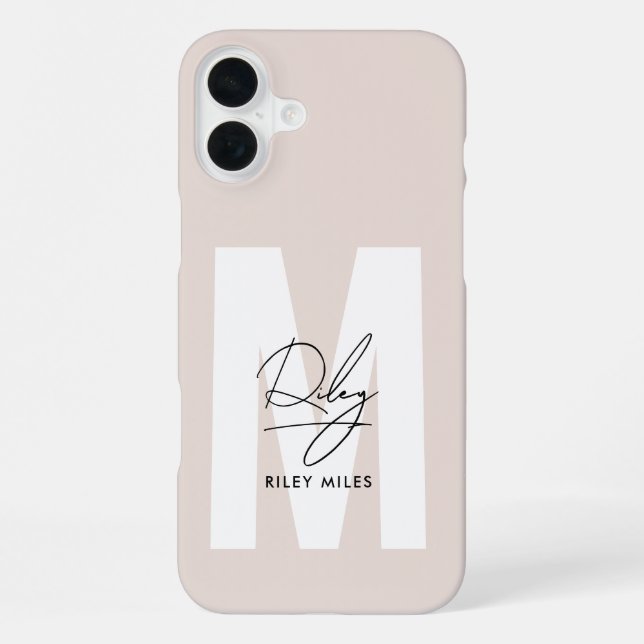 Script Monogram Blush Pink Modern Chic Signature iPhone Case (Back)
