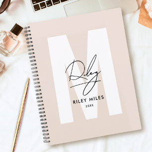 Script Monogram Blush Pink Modern Chic Signature Planner