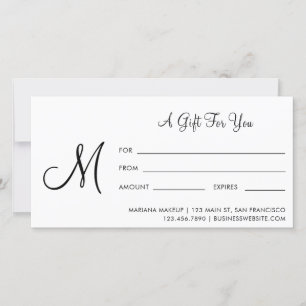 Script Monogram Business Gift Certificate