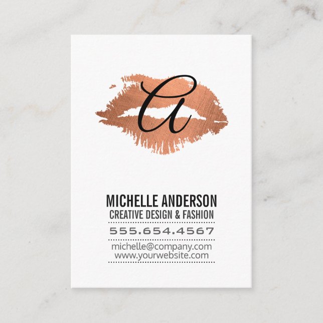 Script Monogram / Expressive Kiss Business Card (Front)