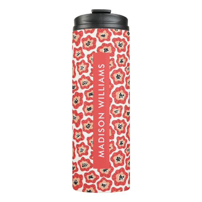 Script Monogram Flowers Thermal Tumbler  (Front)