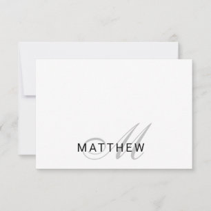 Script Monogram Grey Black Card