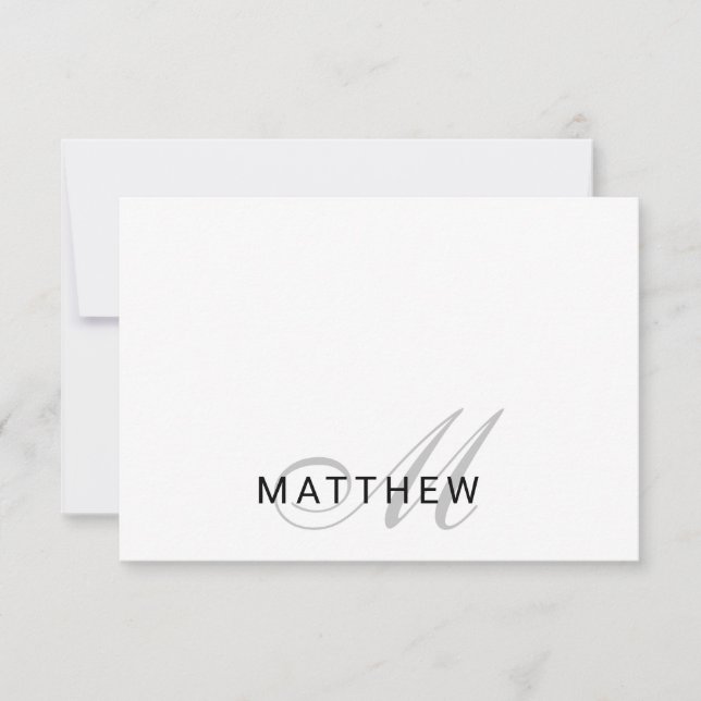 Script Monogram Grey Black Card (Front)