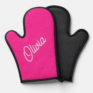Script monogram, hot pink oven mitt