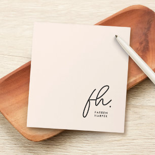 Script Monogram Modern Minimal Blush Pink Simple Notepad