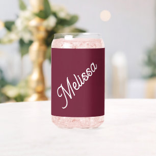 Script monogram, modern red can glass