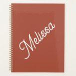 Script monogram, modern terracotta colour planner<br><div class="desc">Large script typography makes a bold statement against the terracotta coloured background. Simple yet elegant,  it's a personal gift they'll love for birthday,  Christmas,  back to school and more.</div>