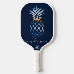 Script Monogram Pineapple Coastal Beach Pickleball Paddle