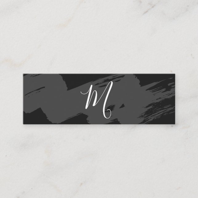Script Monogram / Sleek Grey Brushed Mini Business Card (Front)