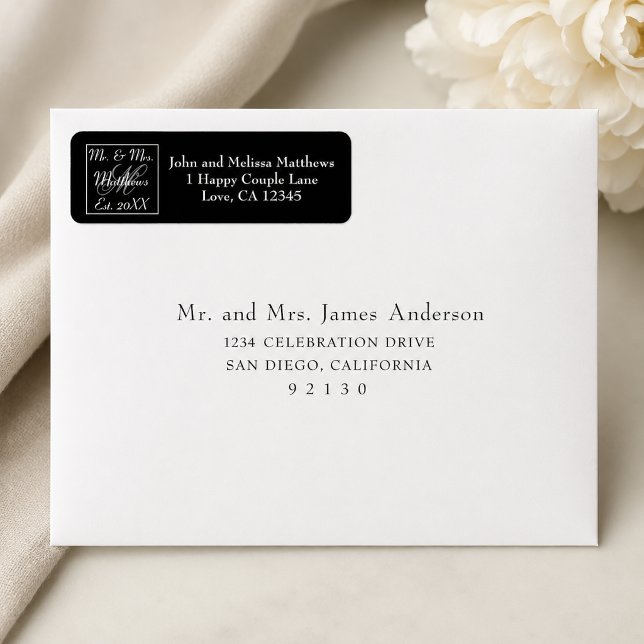 Script Mr and Mrs Monogram Wedding Black (Creator Uploaded)