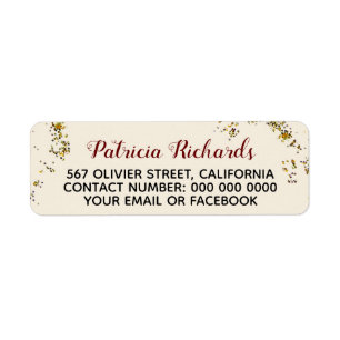 script name + address information on pale beige