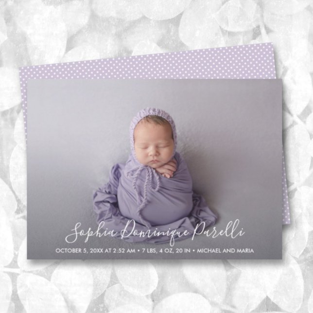 Script Name Baby Girl Photo Birth Announcements (Creator Uploaded)