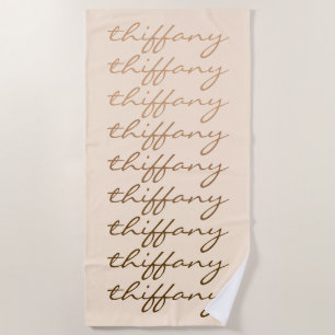 Script Name Beige Gradient Repeating Name Beach Towel