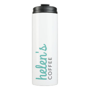 Script Name Coffee Tumbler Custom Gift Teal Blue