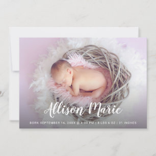 Script Name Elegant Photo Baby Modern Simple Announcement