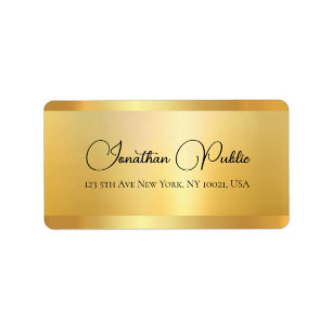 Script Name Faux Gold Elegant Typography Label