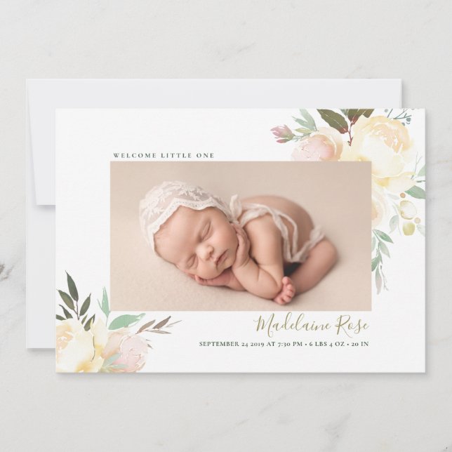 Script Name Floral Birth Announcement (Front)