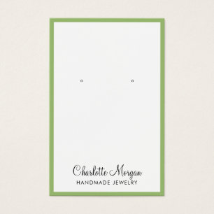 Script Name Green Border Earring Display Card