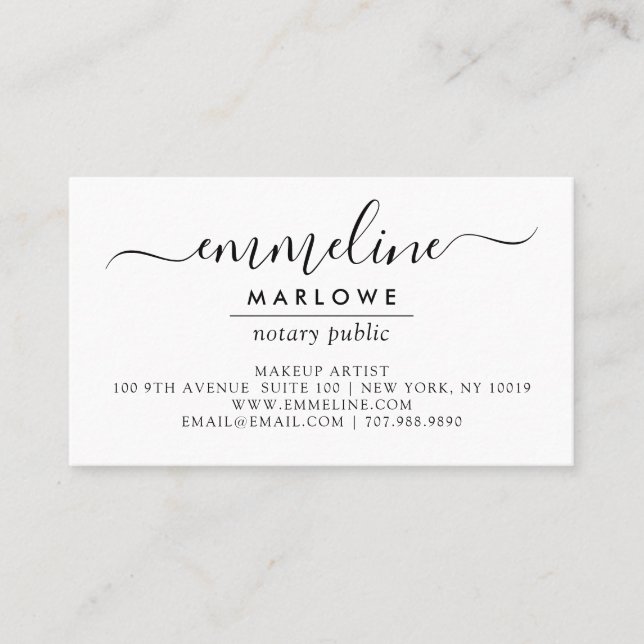 Script Name Makeup Artist Business Card (Front)