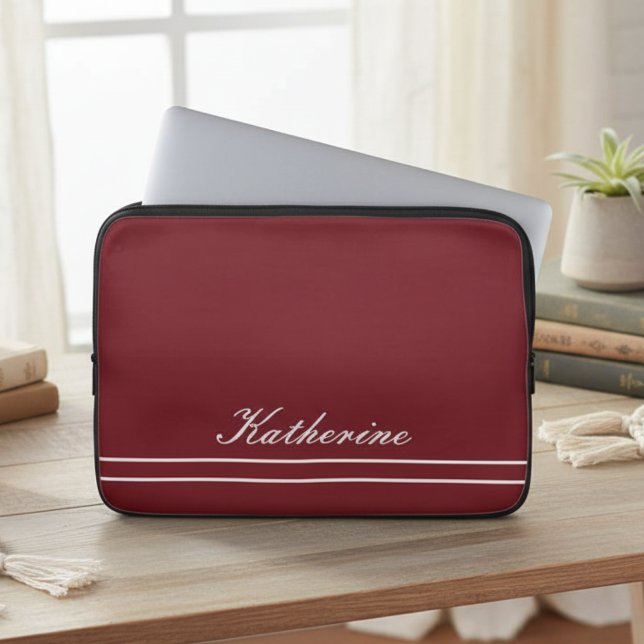 Script Name Minimalist Burgundy Red Laptop Sleeve (Creator Uploaded)