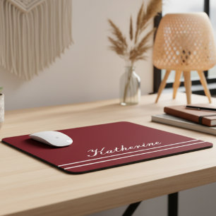 Script Name Minimalist Burgundy Red Mouse Pad