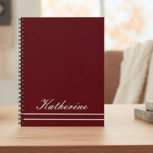 Script Name Minimalist Burgundy Red Notebook