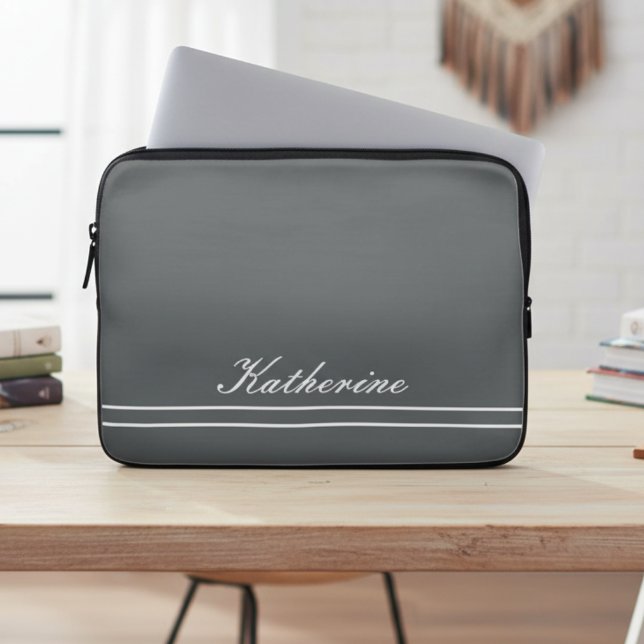 Script Name Minimalist Charcoal Gray Laptop Sleeve (Creator Uploaded)