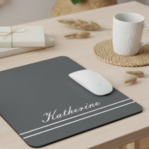 Script Name Minimalist Charcoal Grey Mouse Pad
