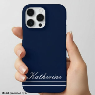 Script Name Minimalist Navy Blue iPhone 16 Pro Max Case