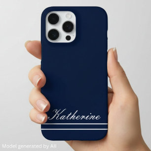 Script Name Minimalist Navy Blue iPhone 16 Pro Max Case