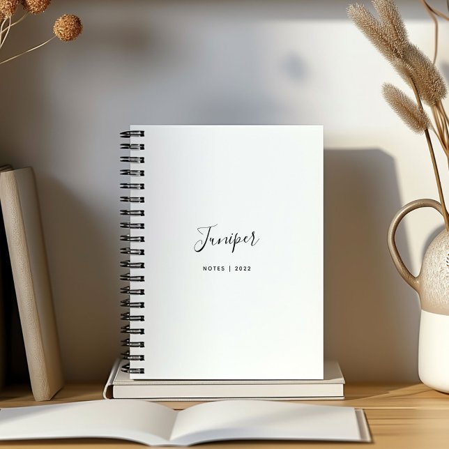 Script Name Modern Minimal Notebook (Personalized script name white notebook.)
