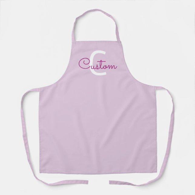 Script Name & Monogram | Magenta & Light Purple Apron (Front)