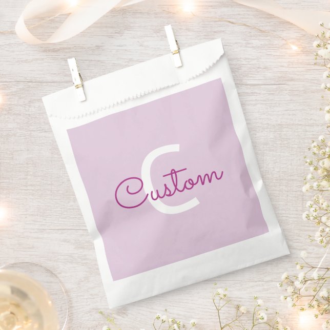 Script Name & Monogram | Magenta & Light Purple Favour Bags (Clipped)