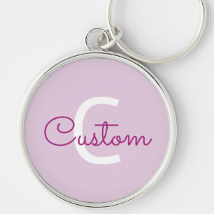 Script Name & Monogram   Magenta & Light Purple Key Ring