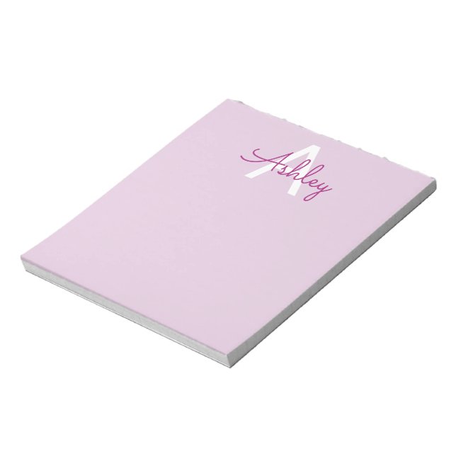 Script Name & Monogram | Magenta & Light Purple Notepad (Rotated)