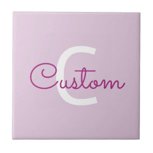 Script Name & Monogram   Magenta & Light Purple Tile
